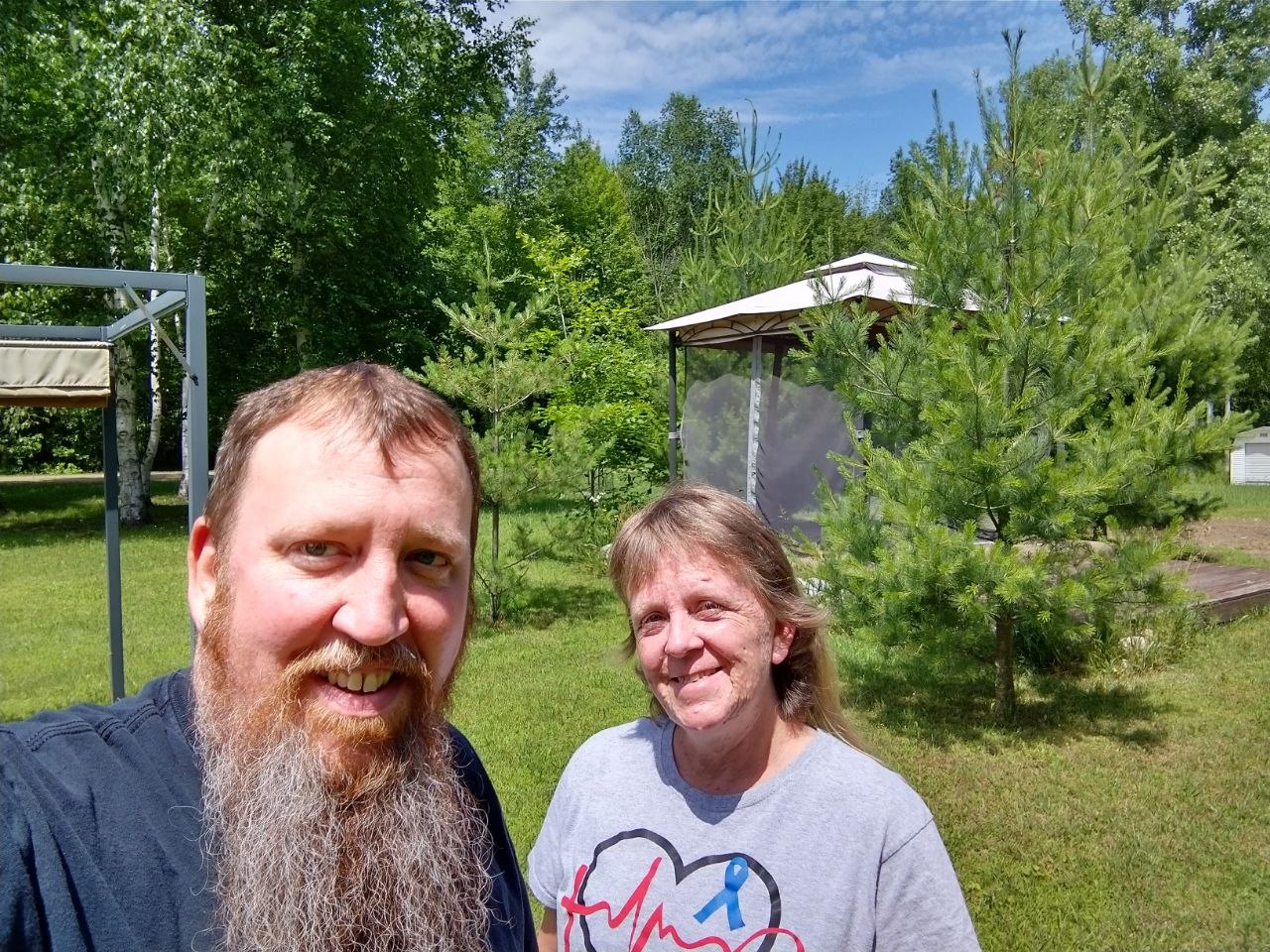 Jeff and Vanessa at the cabin when they first bought it