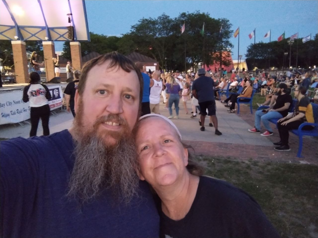 Jeff and Vanessa together in the city before heading back to the cabin life they were building toward