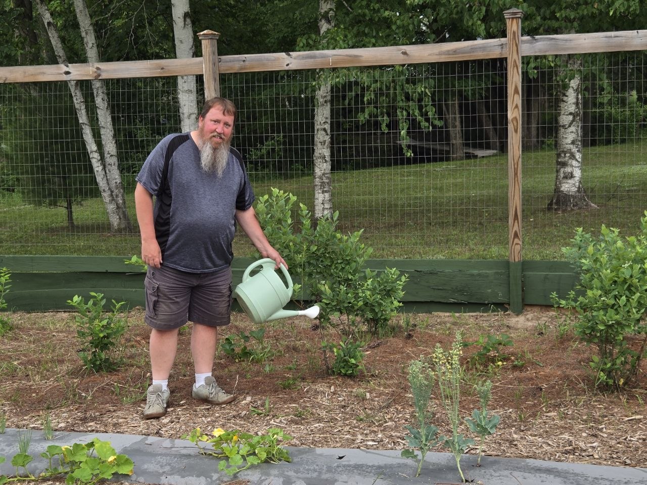 Jeff standing near blueberry bushes